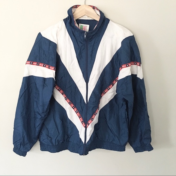 Vintage Jackets & Blazers - VINTAGE RED WHITE AND BLUE WINDBREAKER